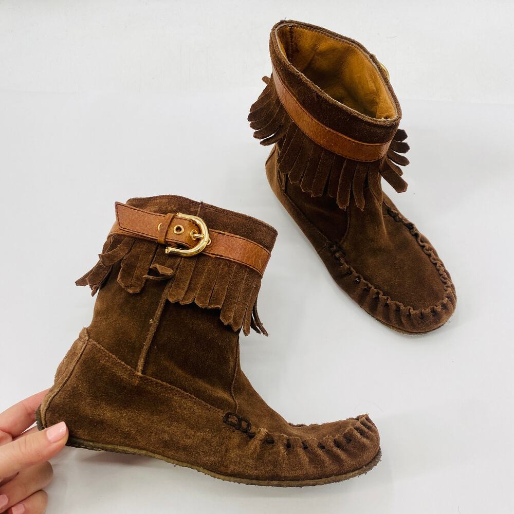 Juicy Couture brown suede fringe southwestern booties